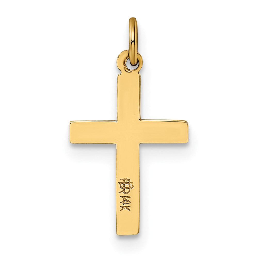 14k Polished and Textured Solid Cross Pendant 9.6mm - Chains