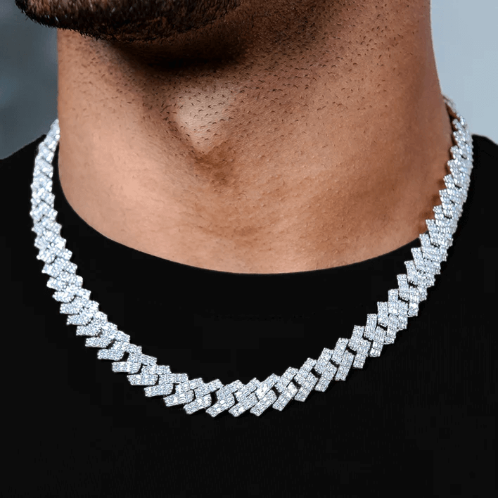 View details for Baguette Prong Set Cuban Chain in White Gold- 12mm Baguette Prong Set Cuban Chain in White Gold- 12mm